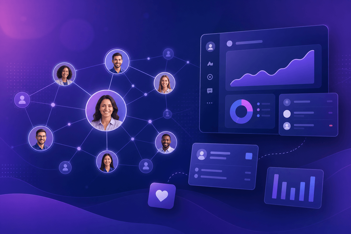 Ilustracija CRM sistema in povezanih strank
